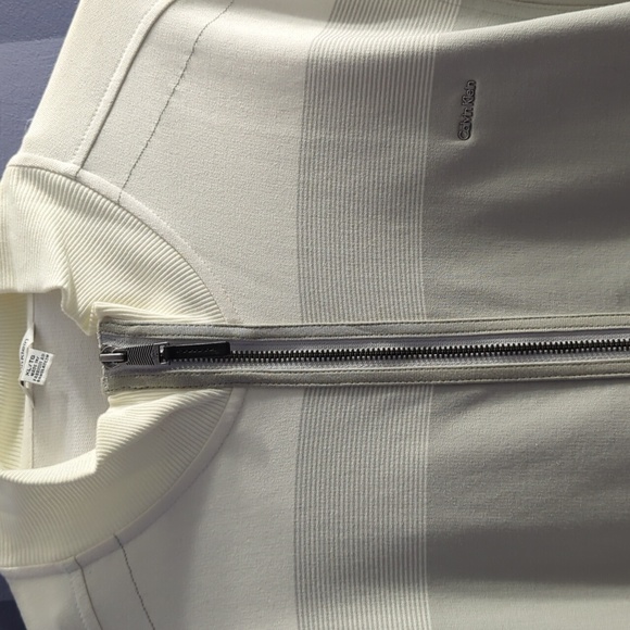 Calvin Klein Full Zip Sweater XL Grey, White Never Worn - Picture 2 of 3